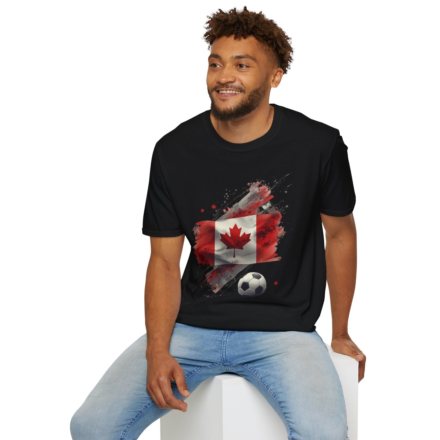 Canada Soccer T-Shirt — Distressed Maple Leaf & Soccer Ball Tee