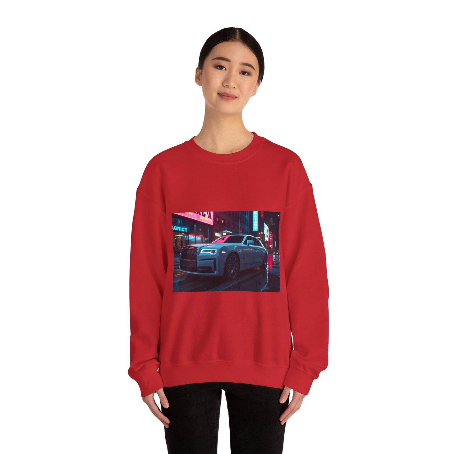 Retro Neon City Car Sweatshirt — Vintage Sports Coupe Crewneck