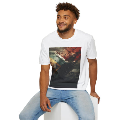 South African Football Abstract T-shirt Majestic Lion and National Flag Tee