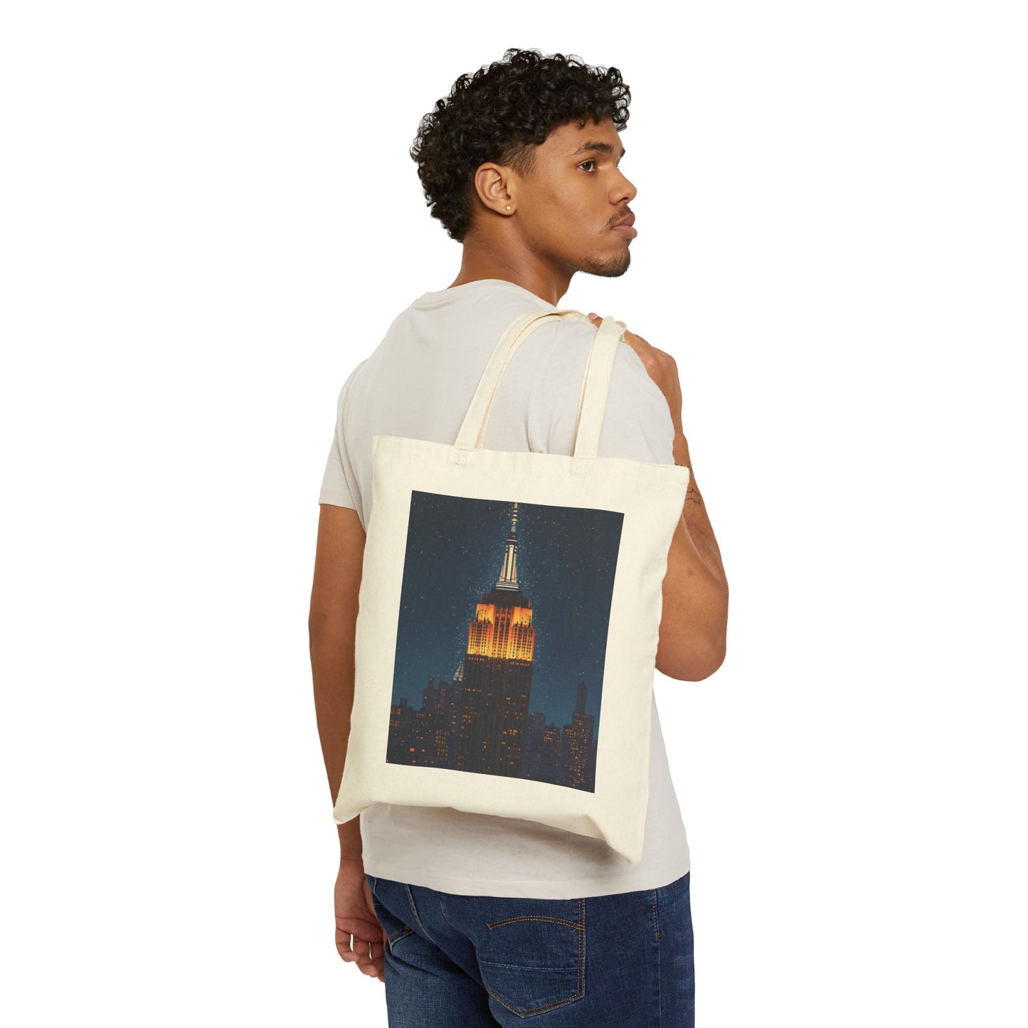 Empire State Building Night Skyline Canvas Tote Bag