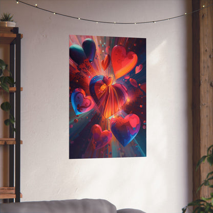 Heart Burst Matte Poster — Vibrant Abstract Valentine Wall Art