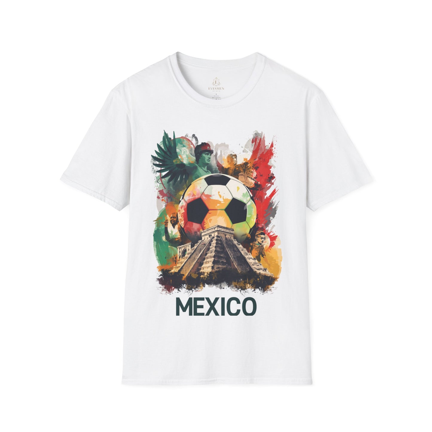 Mexico Soccer Match Day T-Shirt — Colorful Football & Pyramid Tee