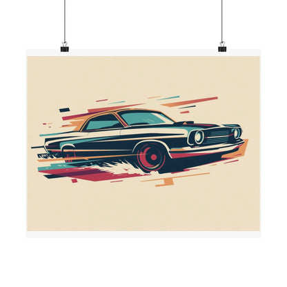 Poster of a classic vintage car on a beige background