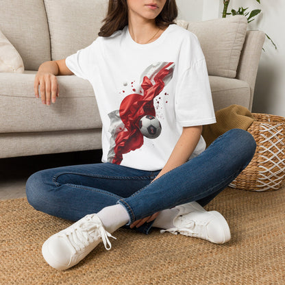 Japan Football Rising Sun T‑Shirt — Dynamic Red & White Silk Ribbon Design Tee