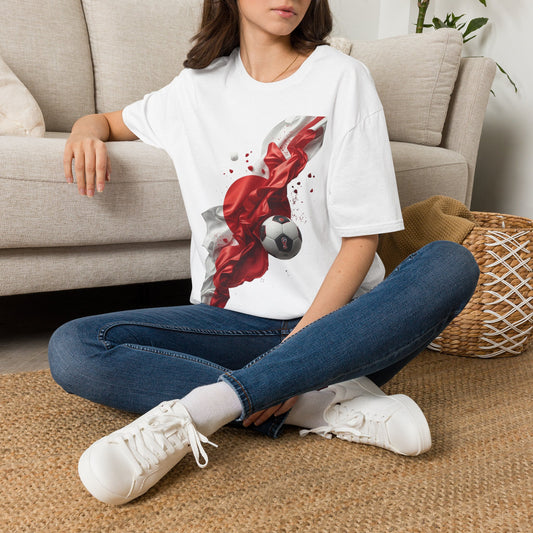 Japan Football Rising Sun T‑Shirt — Dynamic Red & White Silk Ribbon Design Tee