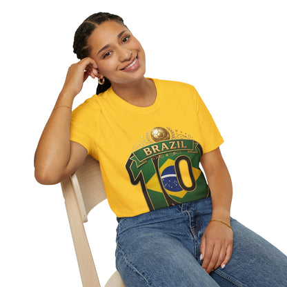 Brazil 10 Soccer T‑Shirt – Football Fan Tee with Brazilian Flag Design