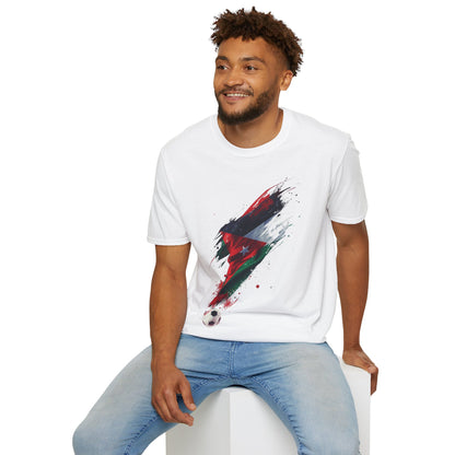 Jordan Flag Soccer T‑Shirt – Stylized Brushstroke Football Design Tee
