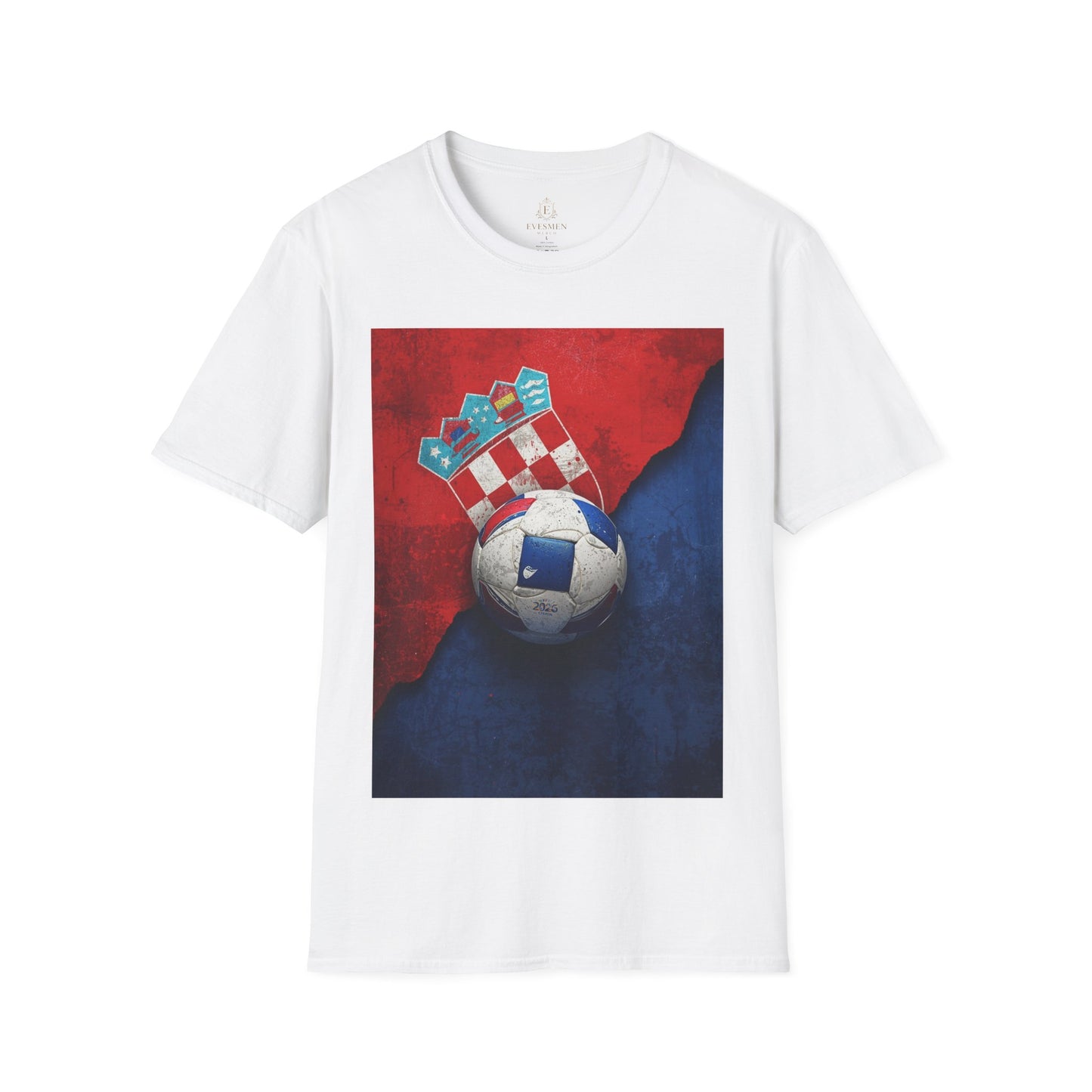 Croatia Football Coat of Arms Tee Vatreni Soccer Textured Checkerboard T-Shirt