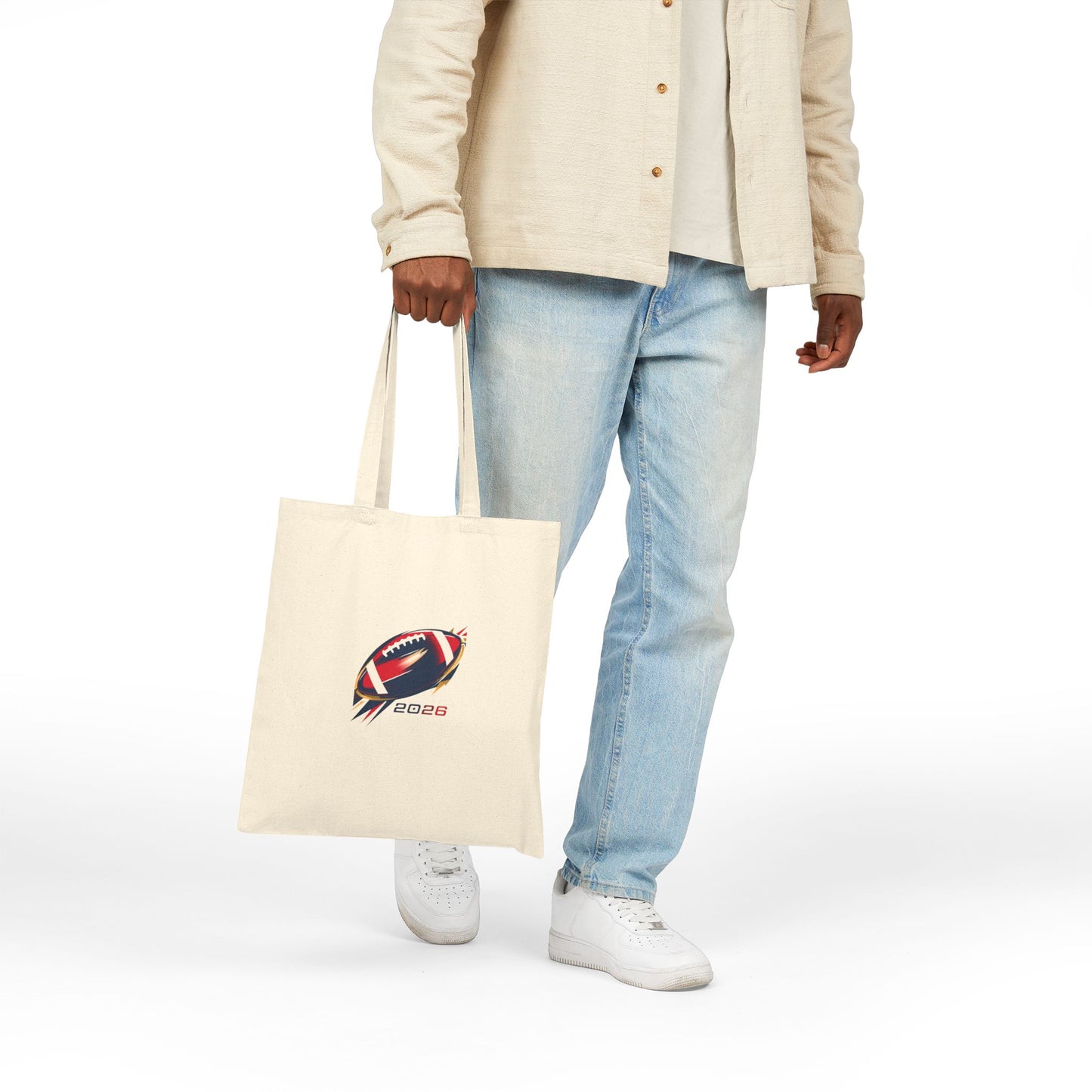 Football Big Game 2026 Tote Bag – Canvas Game Day Grocery Tote