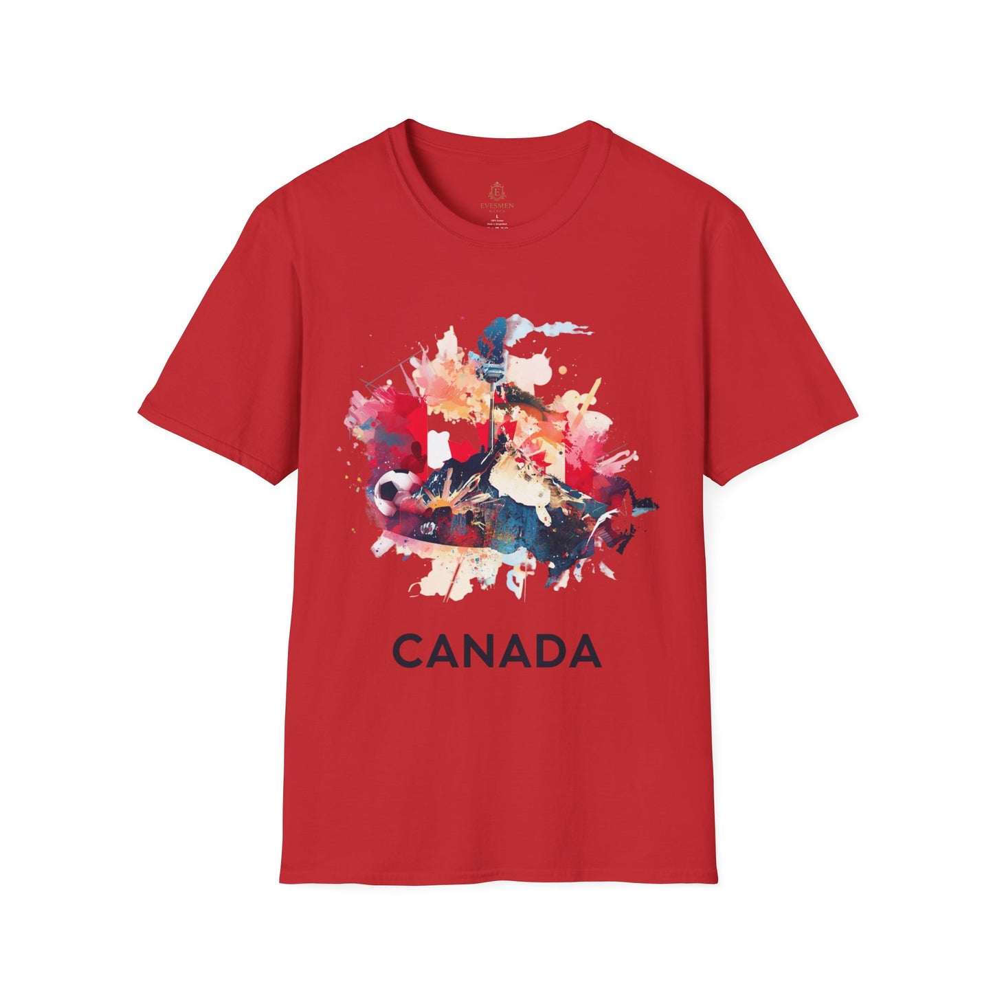 Canada Soccer Match Day T-Shirt - Artistic Canadian Flag Skyline Tee