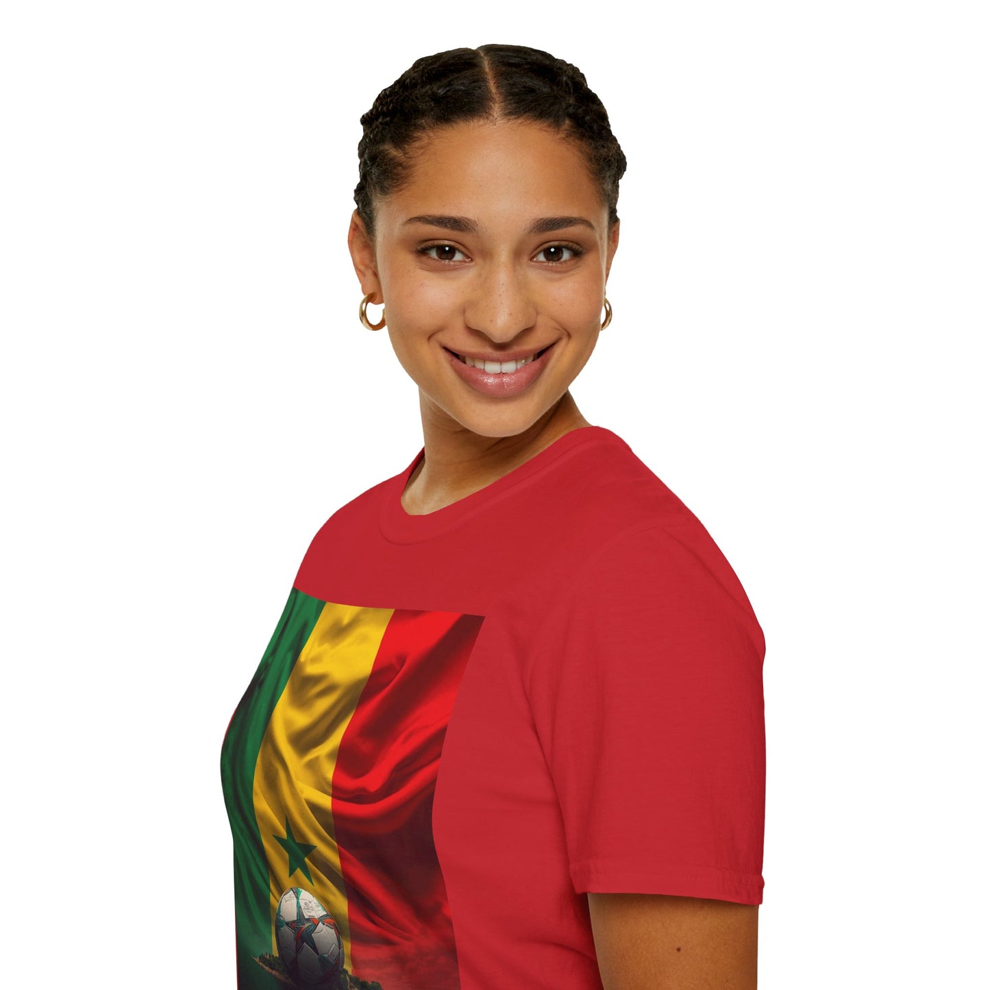 Senegal Flag Soccer T-Shirt – Football Fan Jersey with Green Yellow Red Design