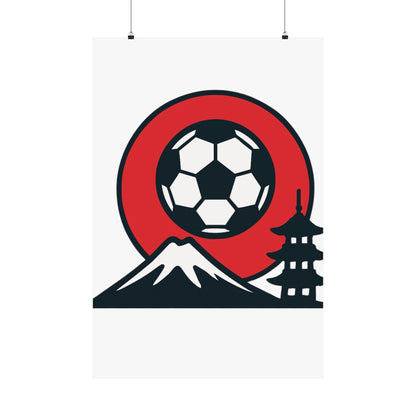 Japan Soccer Poster — Mount Fuji & Pagoda Football Art Matte Poster