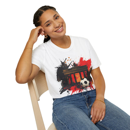 Germany Flag Football Triumph T-shirt Brandenburg Gate Splatter Art Tee