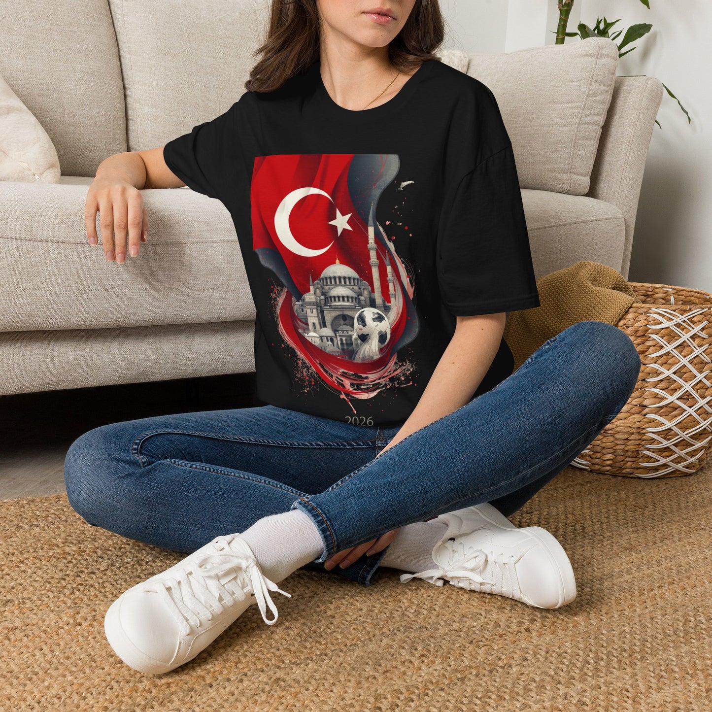 Türkiye Football T-Shirt Turkish Flag & Istanbul Mosque Design Tee