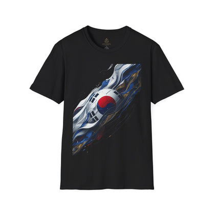 South Korea Football Wave Flag T-Shirt Luxury Abstract Soccer T-Shirt