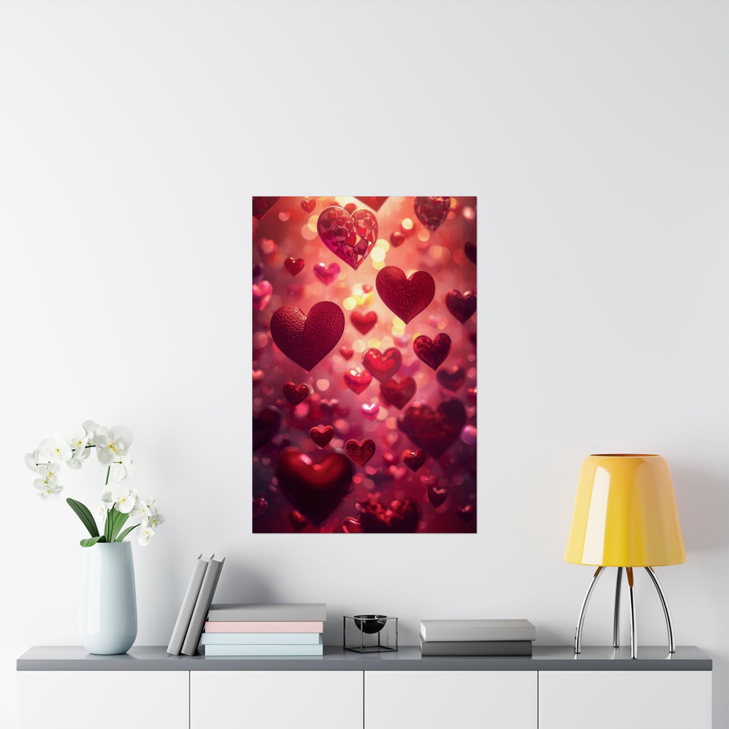 Romantic Floating Hearts Matte Poster — Valentine’s Day Wall Art