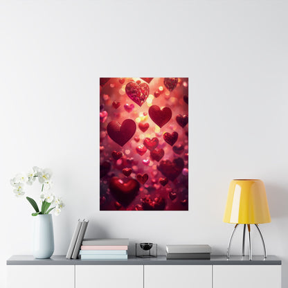 Romantic Floating Hearts Matte Poster — Valentine’s Day Wall Art