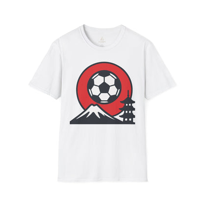 Japan Soccer T-Shirt — Mount Fuji & Pagoda Football Design Tee
