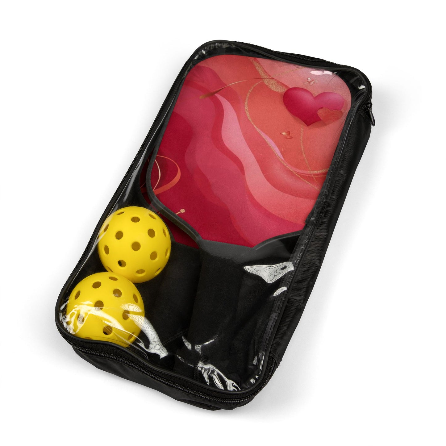 Pickleball Paddle Set – Red Swirl Heart Design Pickleball Kit