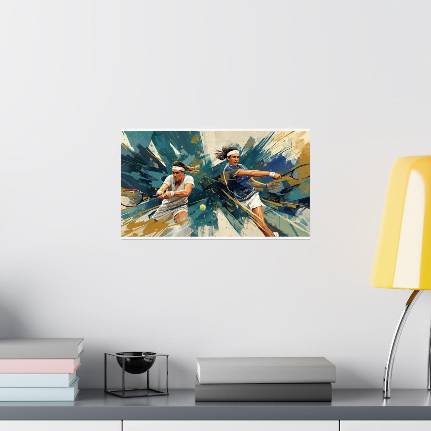 Dynamic Tennis Duo Wall Poster — Tennis Player Art Print