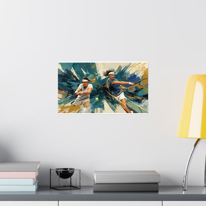 Dynamic Tennis Duo Wall Poster — Tennis Player Art Print