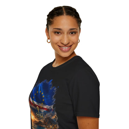 Cape Verde Football Flag Beach Graphic T-Shirt Blue Sharks Soccer Tee