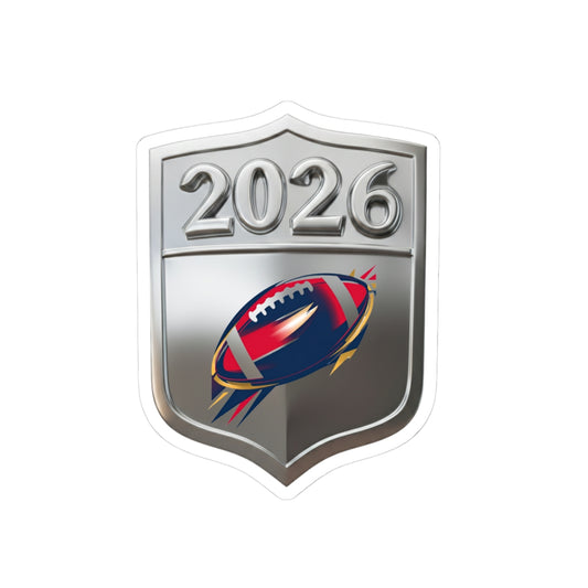 2026 Football Big Game Kiss-Cut Sticker — Metallic Year Emblem