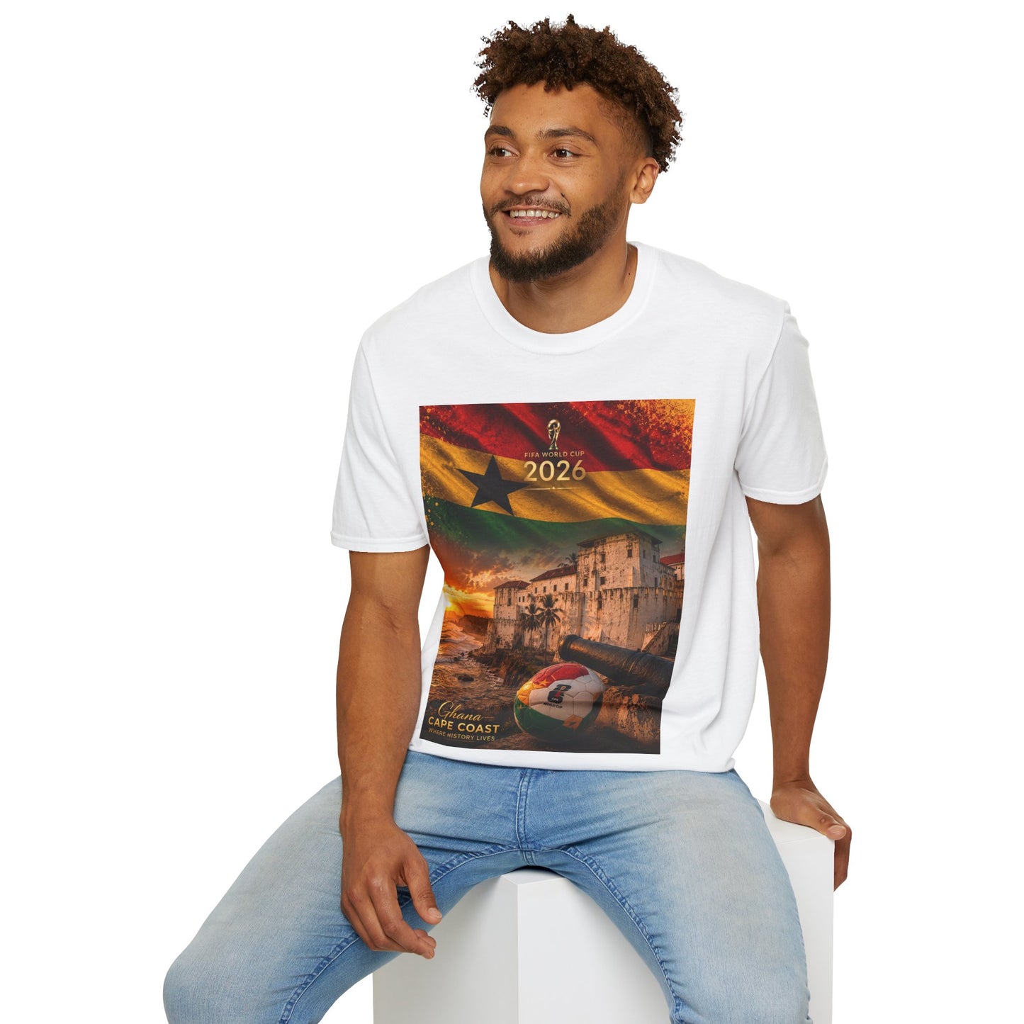 Ghana Football Flag Cape Coast Castle T‑Shirt Black Stars Soccer Heritage Tee