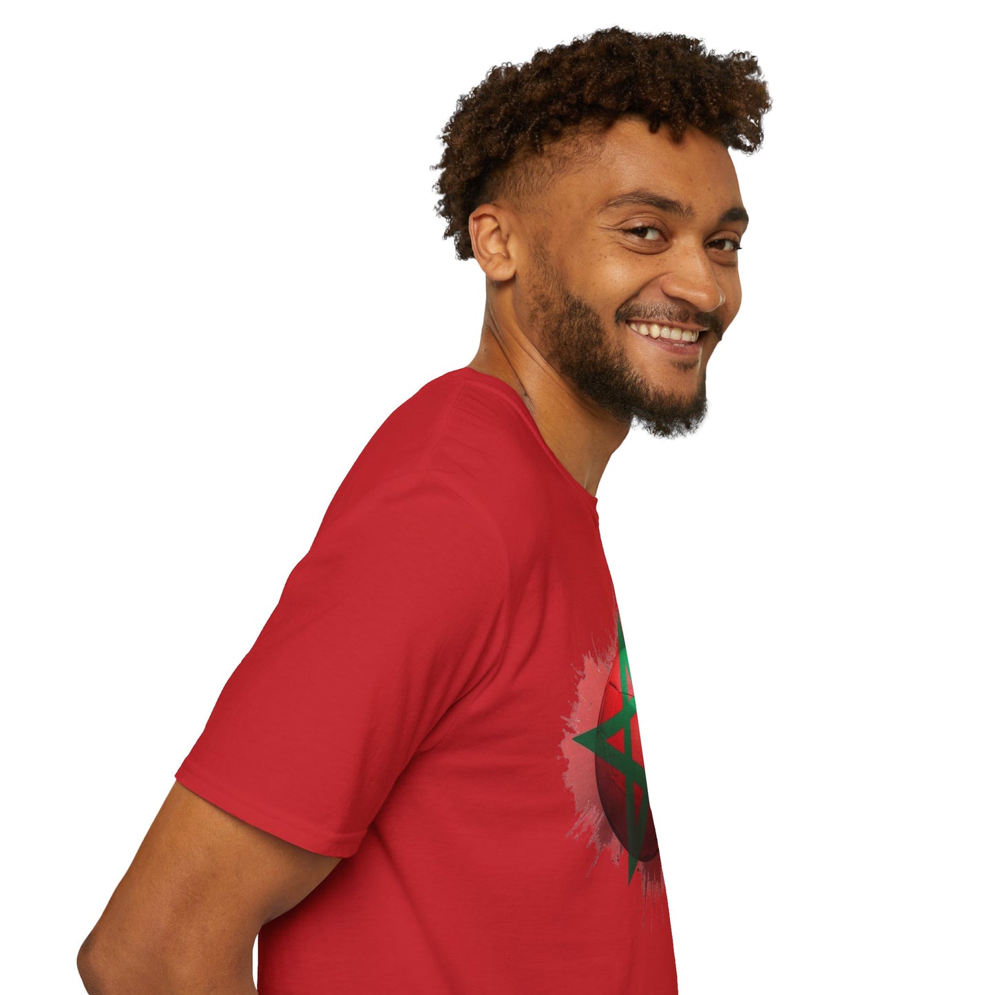 Morocco Football Flag Graphic T-Shirt – Moroccan Star Soccer Ball Design Tee