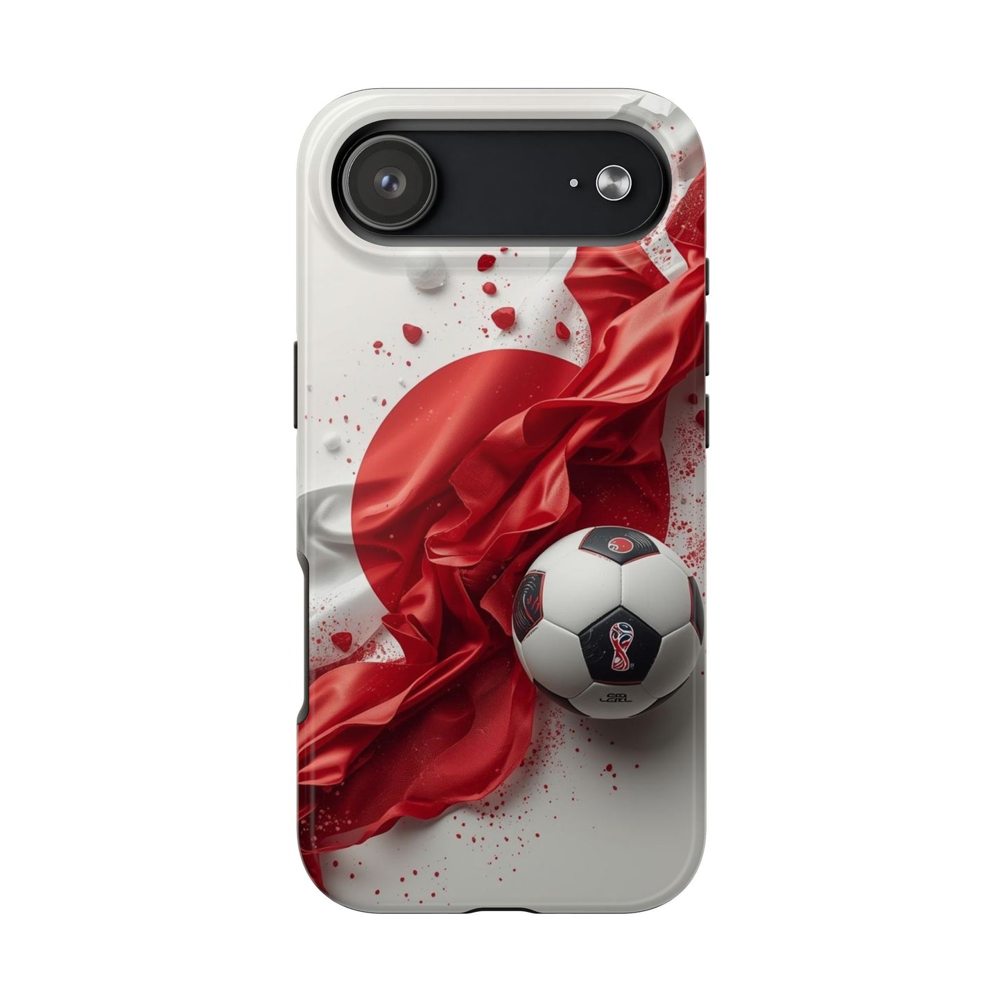 Red Satin Japan Flag Soccer Ball Design Phone Protective Case