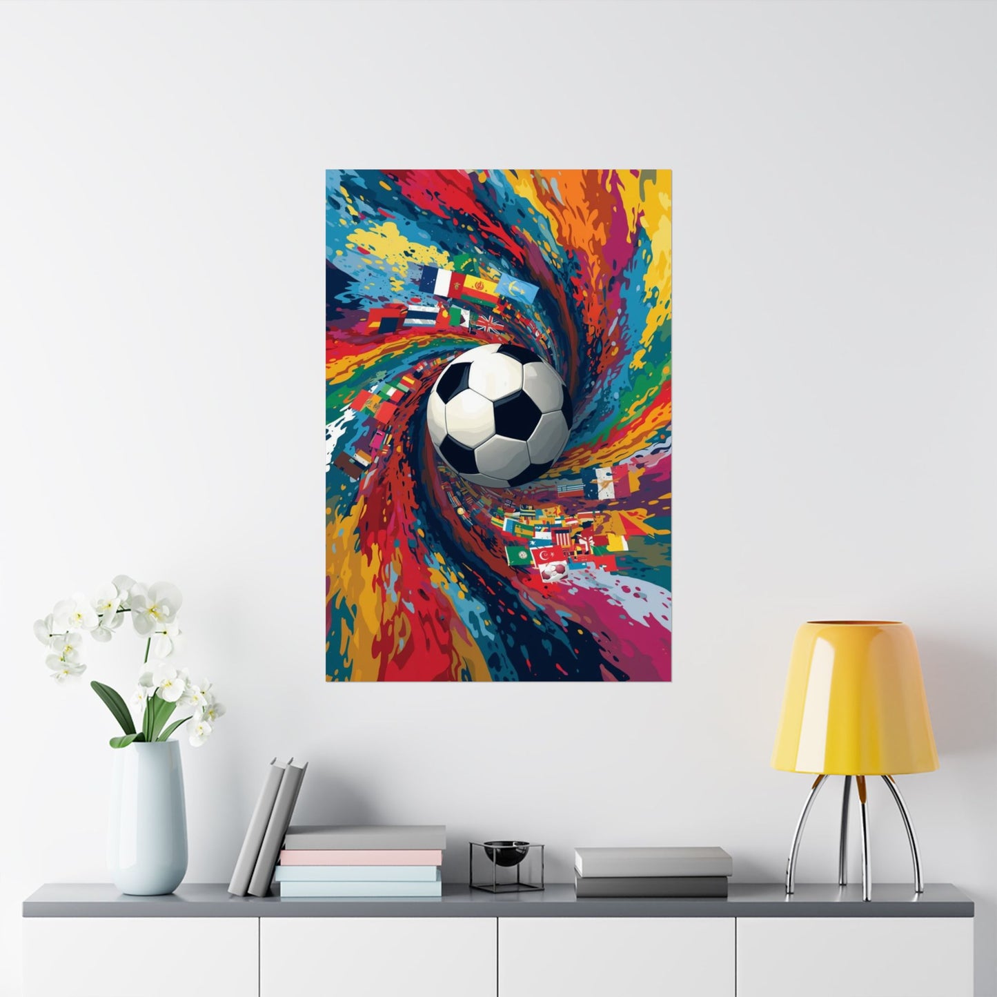 Soccer World Flags Matte Poster — Vibrant Football Art Print