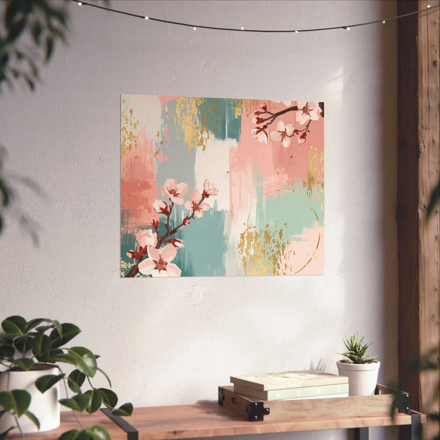Cherry Blossom Abstract Wall Art | Matte Floral Brushstroke Poster