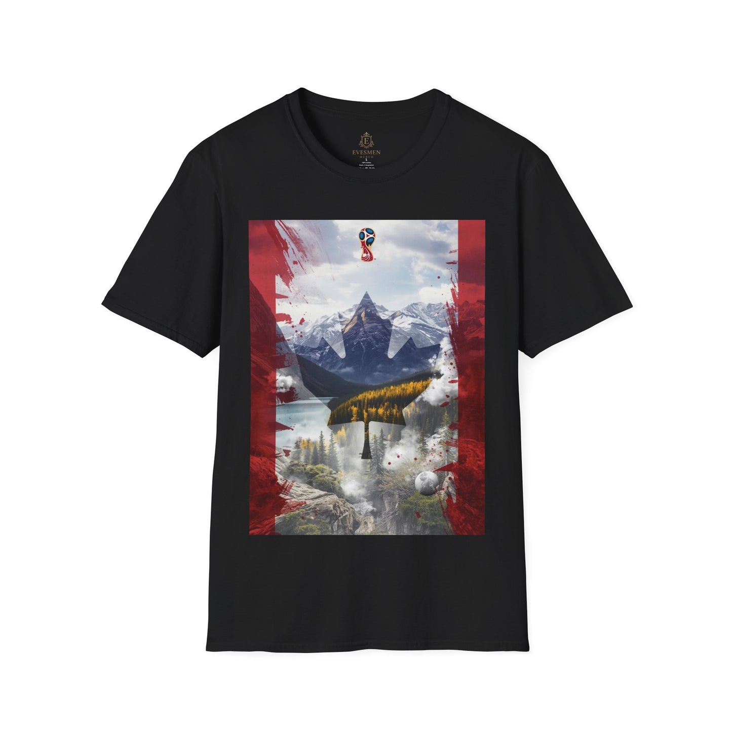 Patriotic Canadian Flag T-Shirt Maple Leaf Mountain Art Design Tee