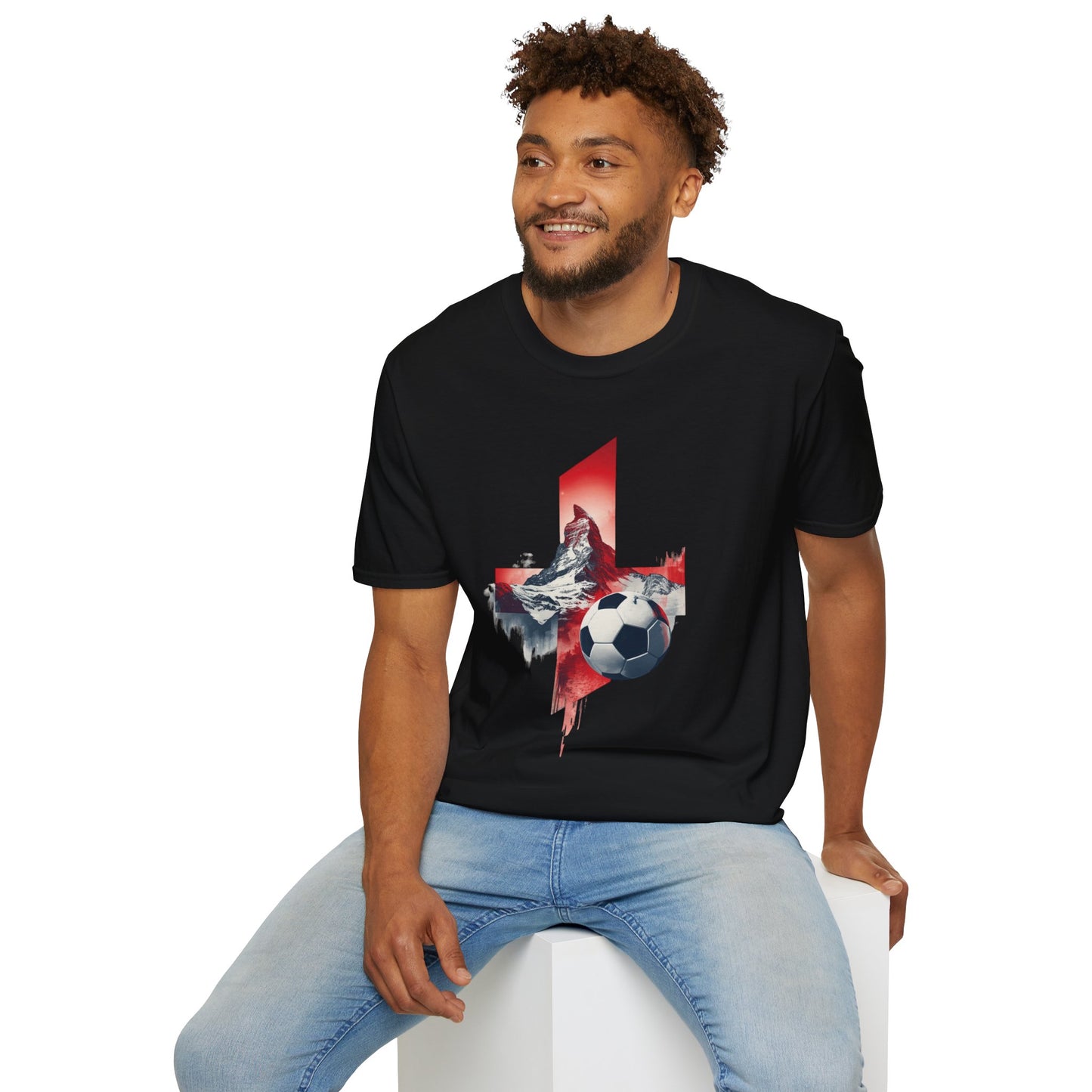 Soccer Switzerland Flag T-Shirt — Alpine Wolf & Football Graphic Tee