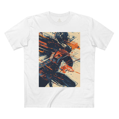 Football Player Action T-Shirt Dynamic Grunge Helmet Design