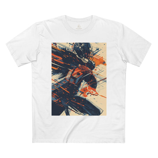 Football Player Action T-Shirt Dynamic Grunge Helmet Design