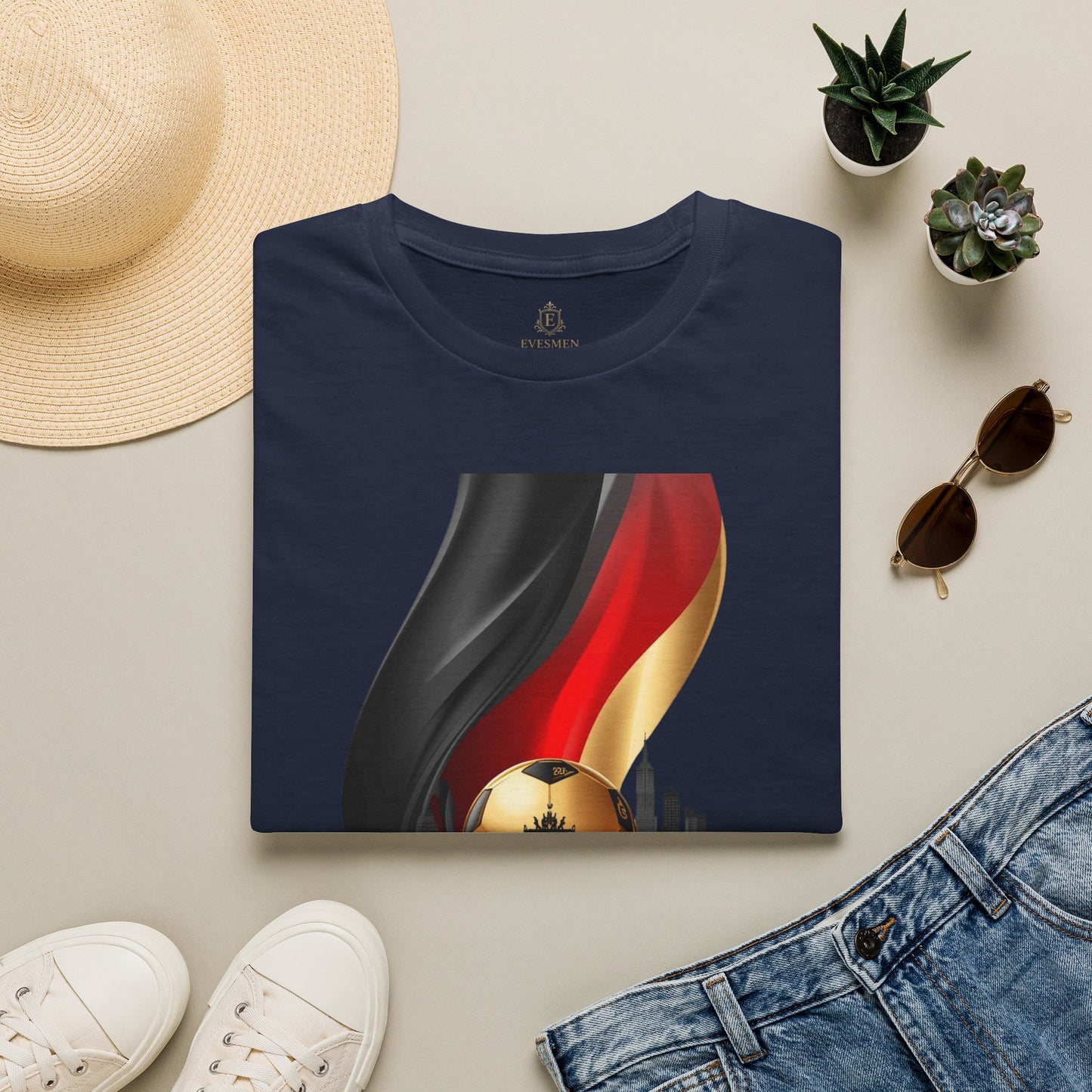 Germany Flag Brandenburg Gate T-Shirt Luxury Gold Die Mannschaft Soccer Tee