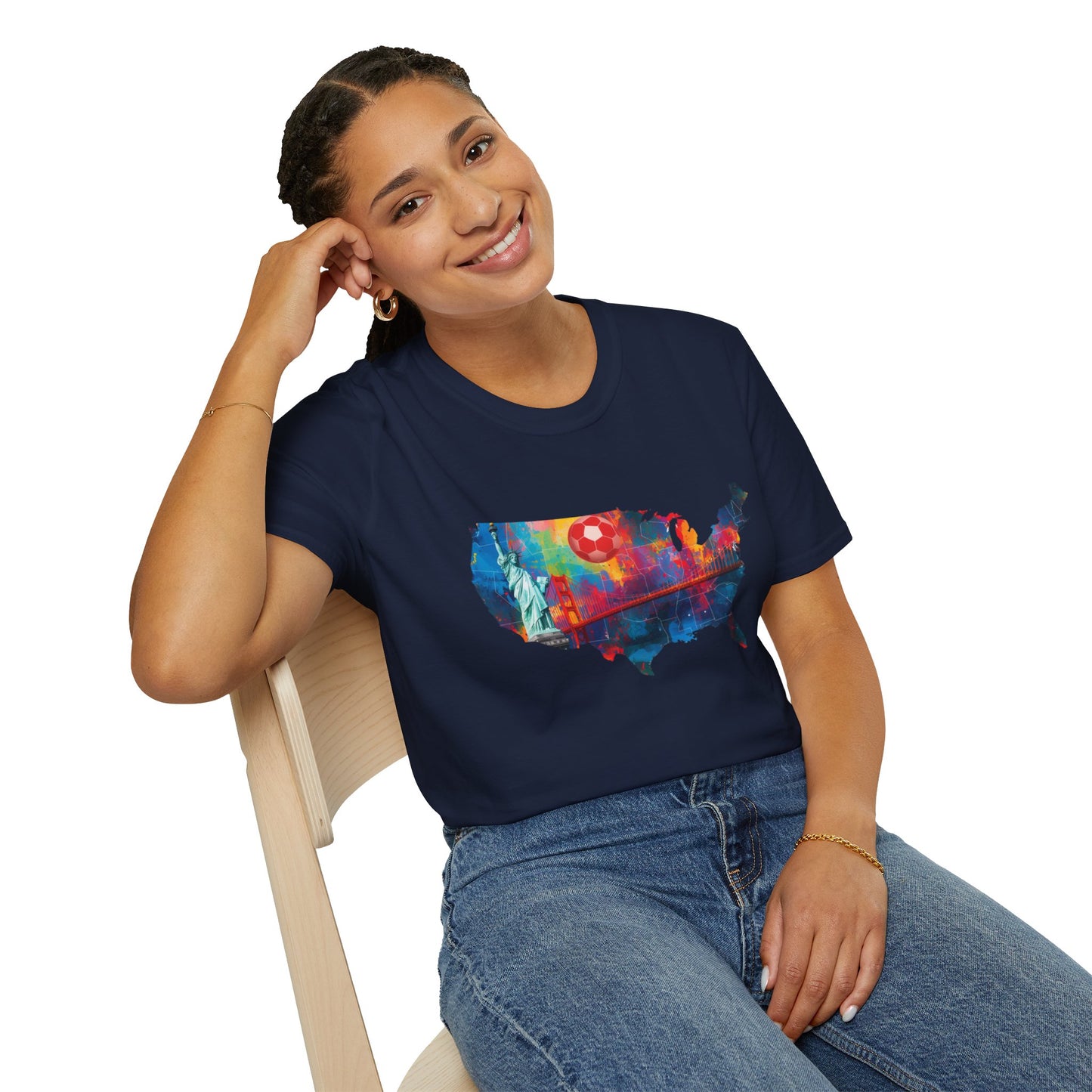 USA Soccer Match Day T-Shirt — Colorful Splash American Graphic Tee