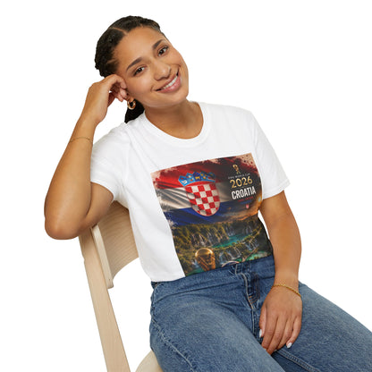 Croatia Football Flag Plitvice Lakes T-Shirt Vatreni Soccer Landscape Tee