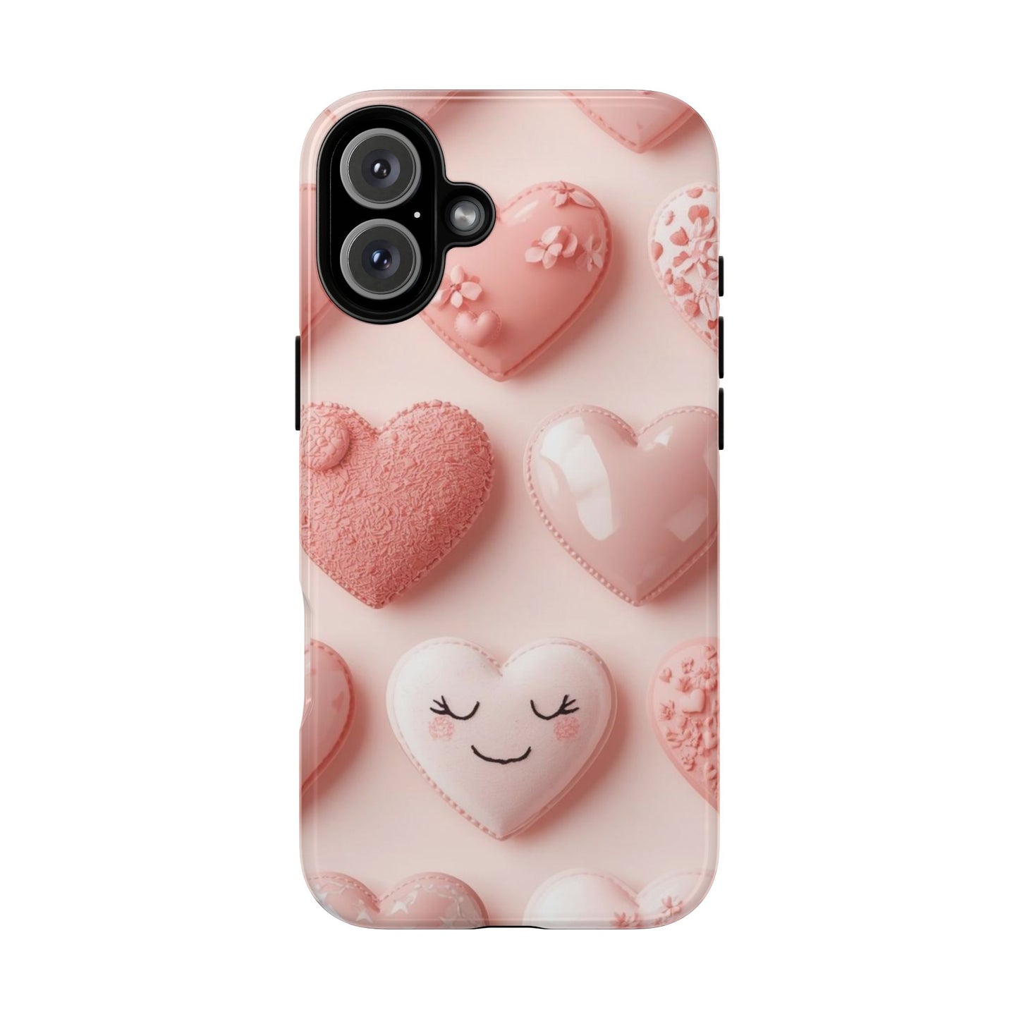 Phone Case — Pink 3D Hearts Cute Valentine Protective Cover