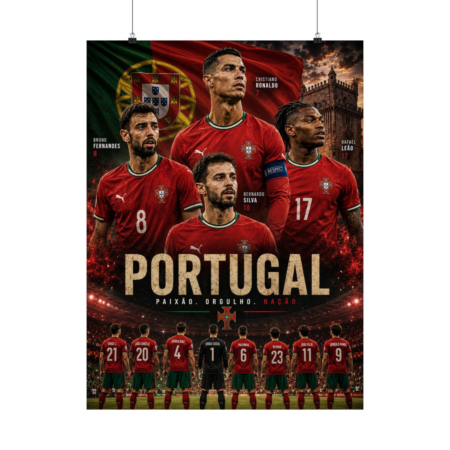 Portugal Soccer "Paixão. Orgullo. Nação." Commemorative Wall Art Poster