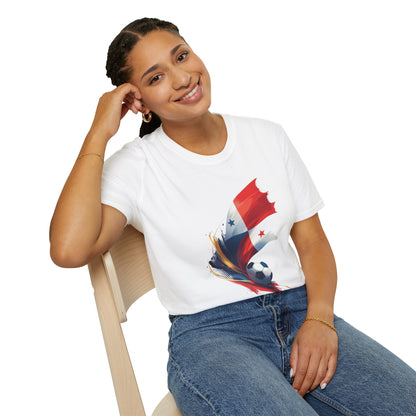 Panama Football Flag Splash T-Shirt Dynamic Los Canaleros Soccer Tee