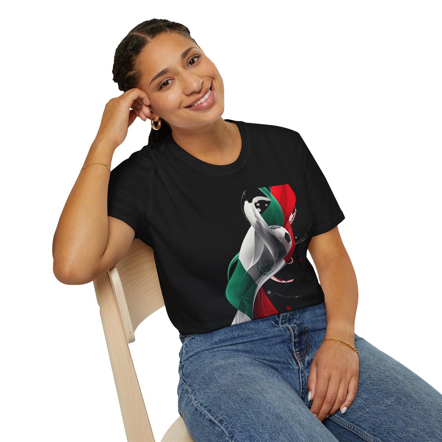 Mexico Football Spirit T-shirt Abstract Flag & Soccer Ball Art Tee