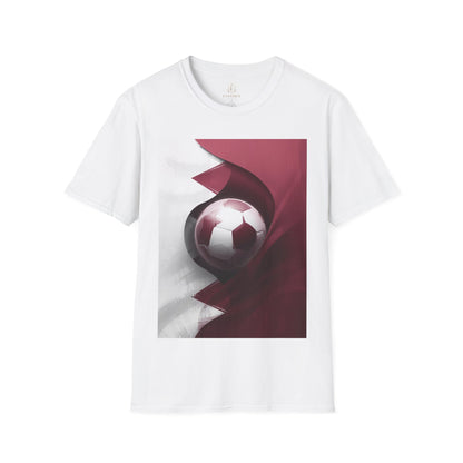 Qatar Football Flag Abstract Graphic T-Shirt Al-Annabbi Soccer Design Tee