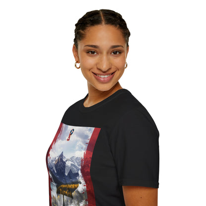Patriotic Canadian Flag T-Shirt Maple Leaf Mountain Art Design Tee