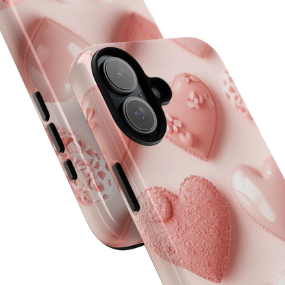 Phone Case — Pink 3D Hearts Cute Valentine Protective Cover
