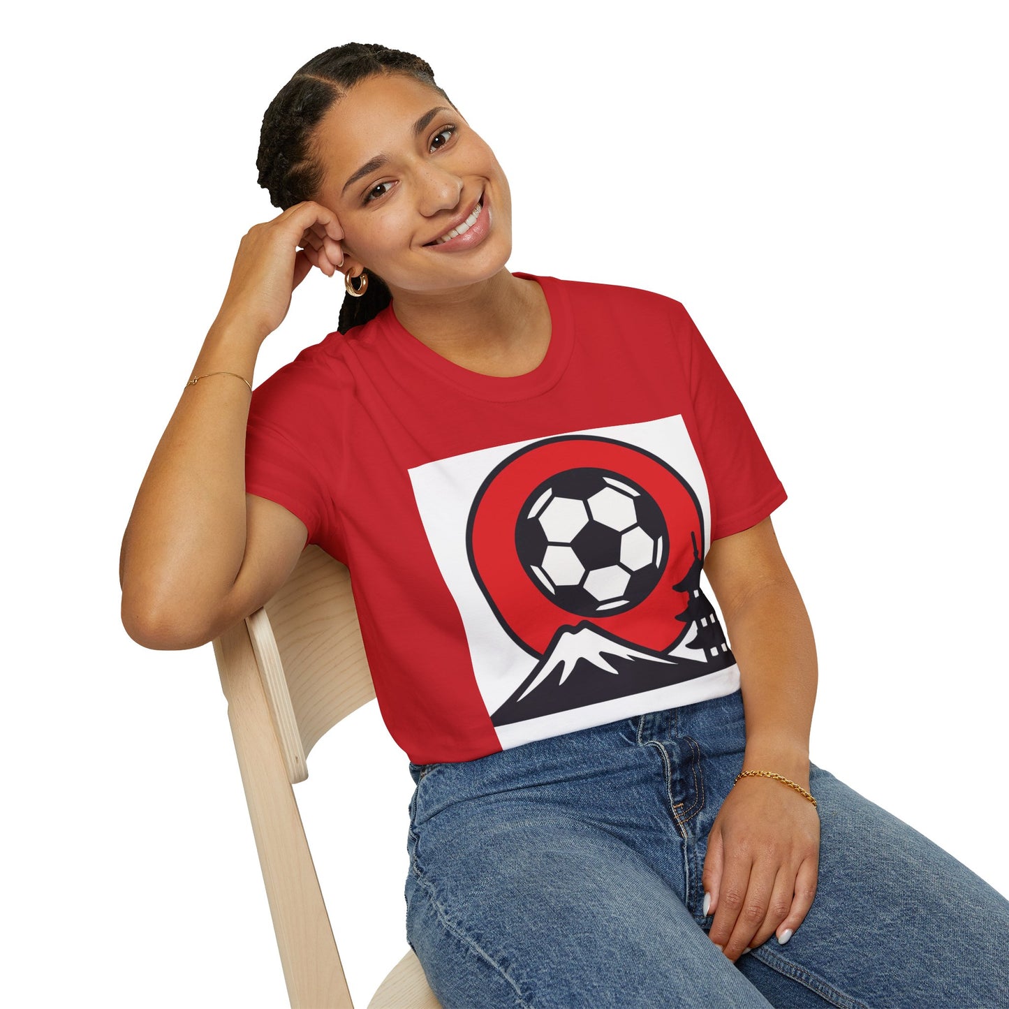 Japan Soccer T-Shirt — Mount Fuji & Pagoda Football Design Tee