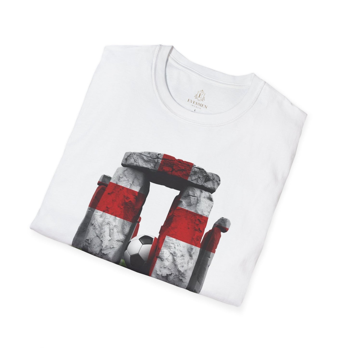 England Flag Stonehenge Football T-Shirt Three Lions Soccer Ancient Monument Tee