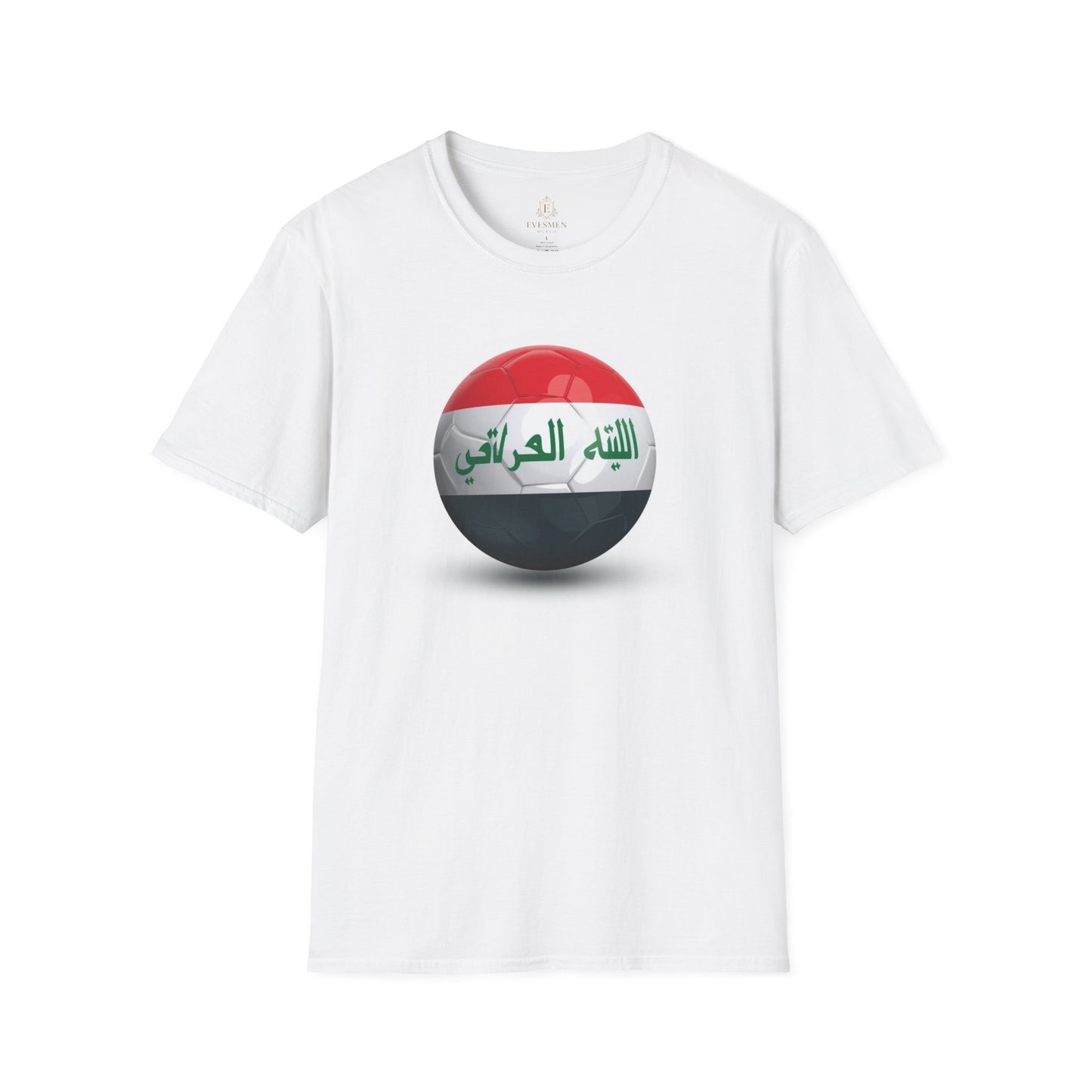 Iraq Flag Soccer Graphic T-Shirt Lions of Mesopotamia Football Tee