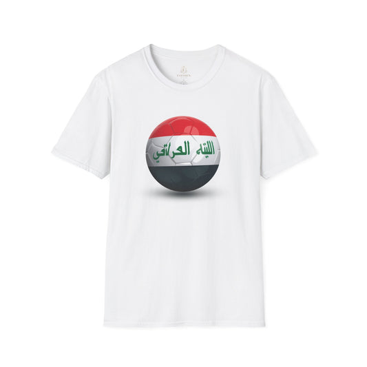 Iraq Flag Soccer Graphic T-Shirt Lions of Mesopotamia Football Tee